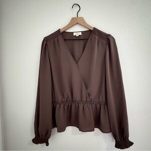 LOFT Chocolate Brown “Wrap” Blouse